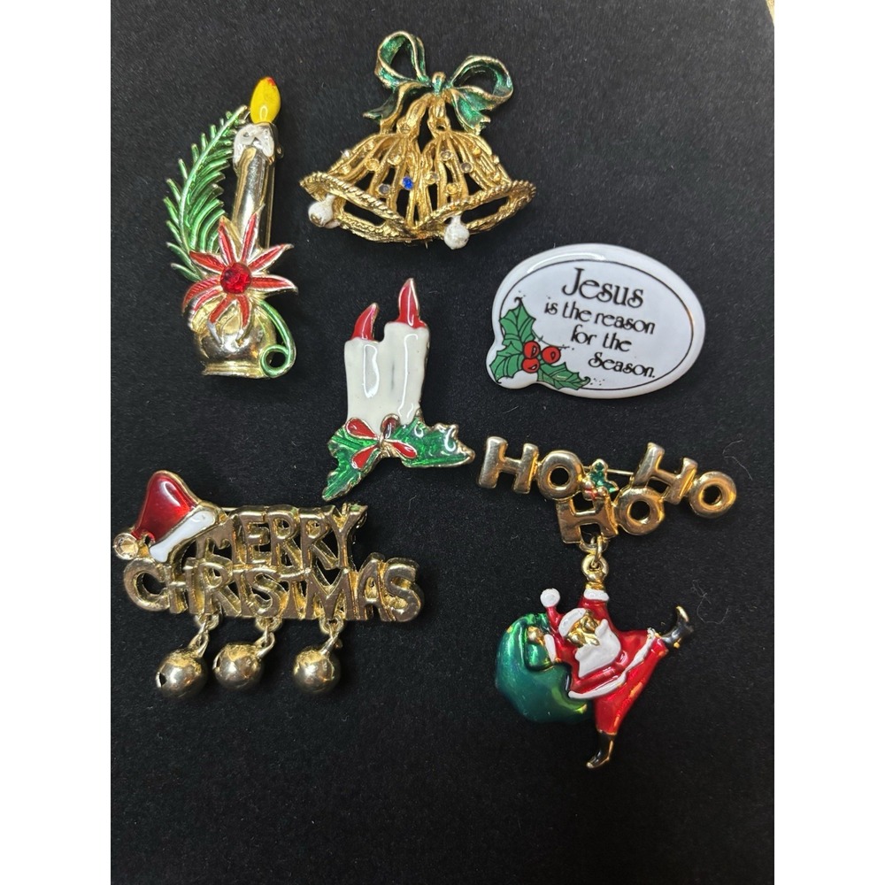 Vintage Christmas Lapels Lot Of 7‎